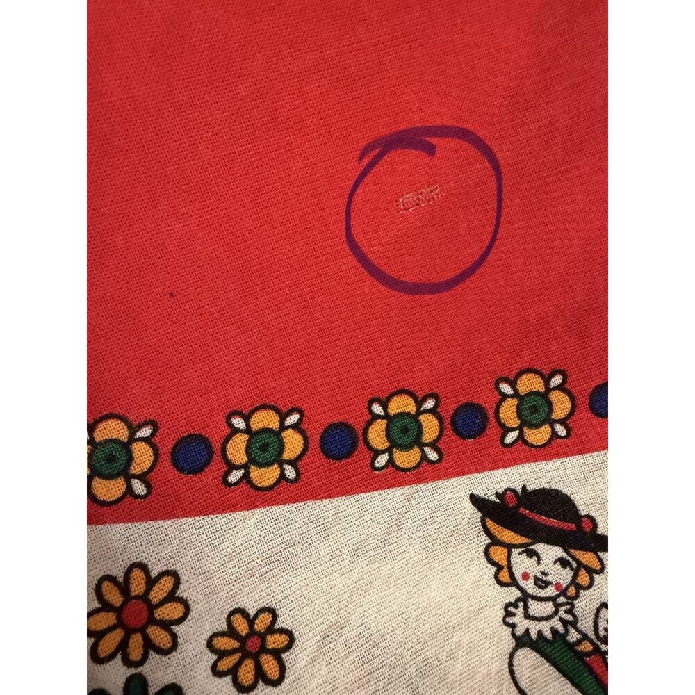 Vintage Austrian Folk Art Round Tablecloth 62” Red Floral DELLA TORRE 3757/20 - Picture 9 of 16